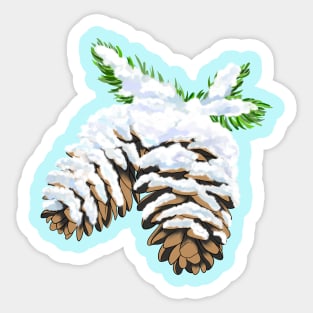 Snow Pine Cones Sticker